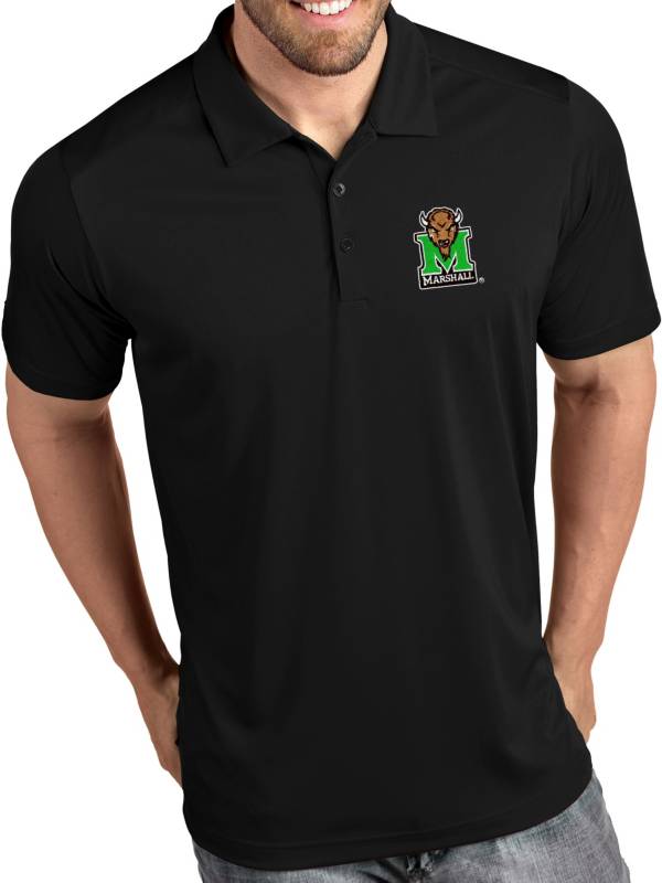 Antigua Men's Marshall Thundering Herd Tribute Performance Black Polo