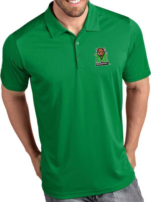 Antigua Men's Marshall Thundering Herd Green Tribute Performance Polo