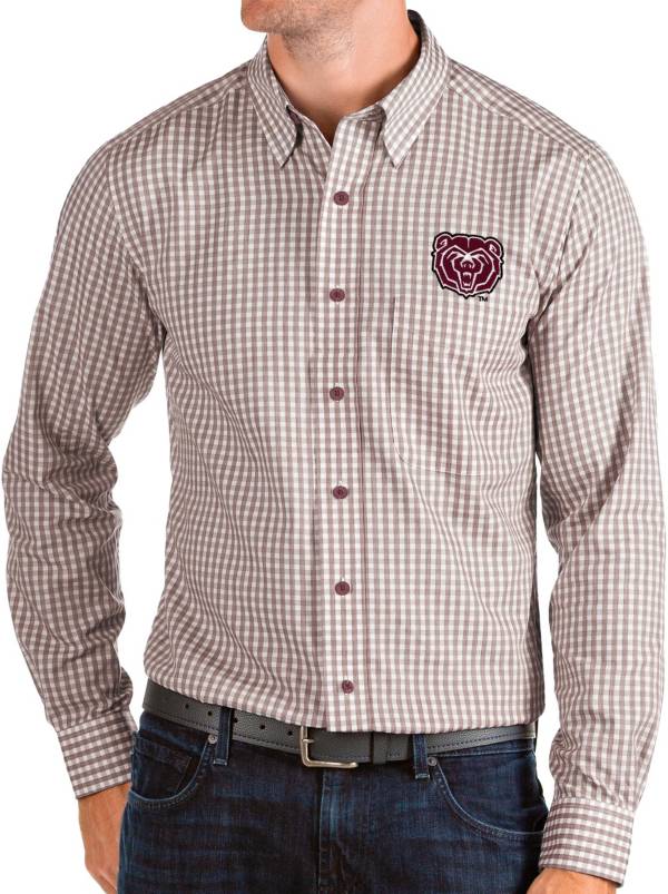 Antigua Men's Missouri State Bears Maroon Structure Button Down Long Sleeve Shirt