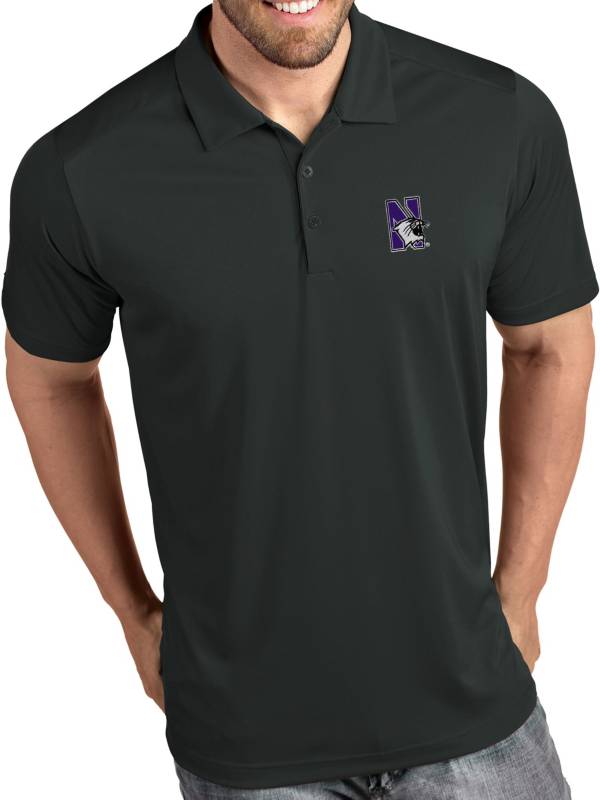 Antigua Men's Northwestern Wildcats Grey Tribute Performance Polo