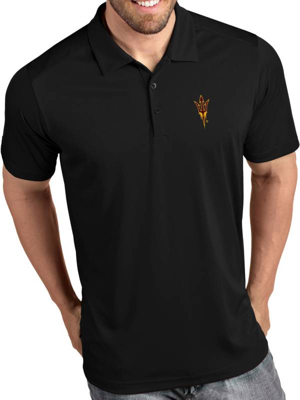 Antigua Men's Arizona State Sun Devils Tribute Performance Black Polo