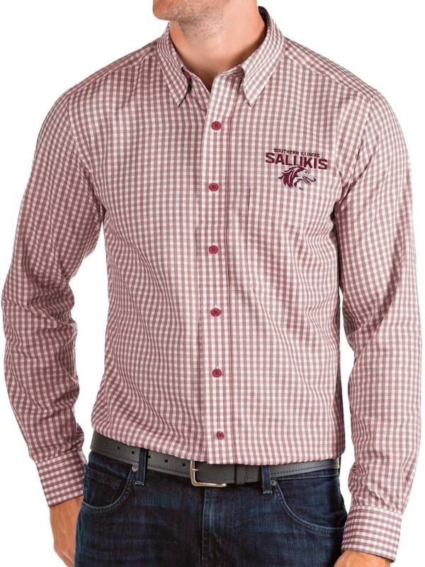 Antigua Men's Southern Illinois Salukis Maroon Structure Button Down Long Sleeve Shirt