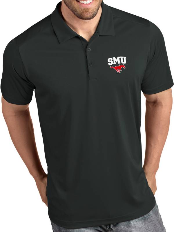 Antigua Men's Southern Methodist Mustangs Grey Tribute Performance Polo