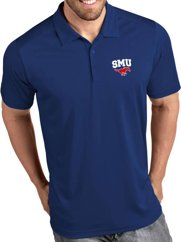 Antigua Men's Southern Methodist Mustangs Blue Tribute Performance Polo