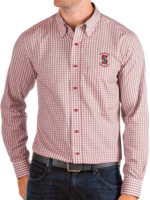 Antigua Men's Stanford Cardinal Cardinal Structure Button Down Long Sleeve Shirt