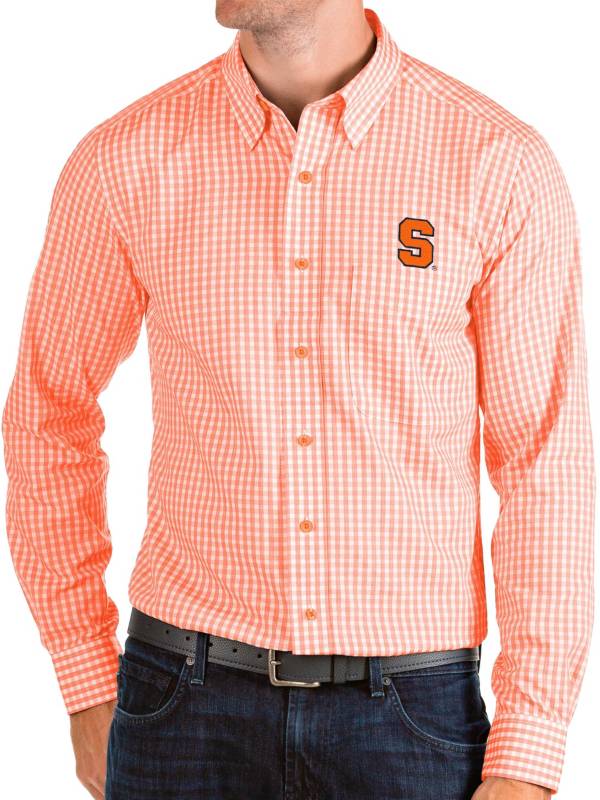 Antigua Men's Syracuse Orange Orange Structure Button Down Long Sleeve Shirt