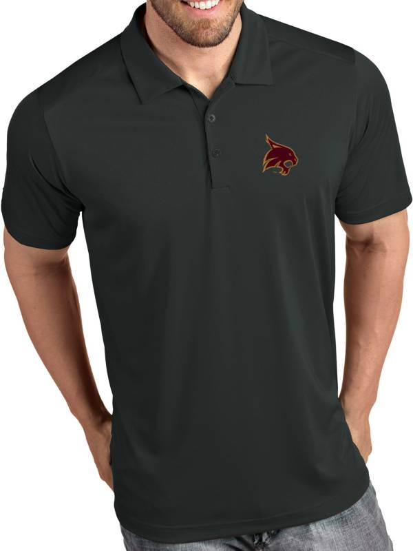 Antigua Men's Texas State Bobcats Grey Tribute Performance Polo