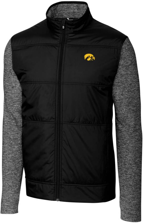 Cutter & Buck Men's Iowa Hawkeyes Stealth Full-Zip Black Jacket