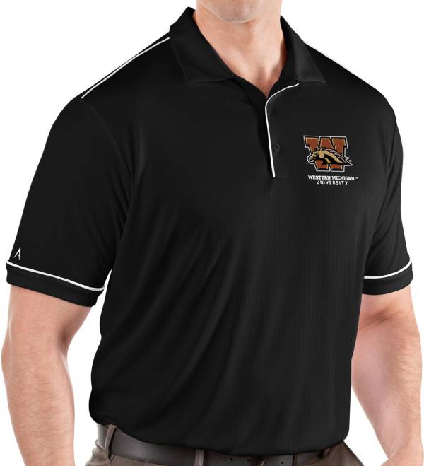 Antigua Men's Western Michigan Broncos Salute Performance Black Polo