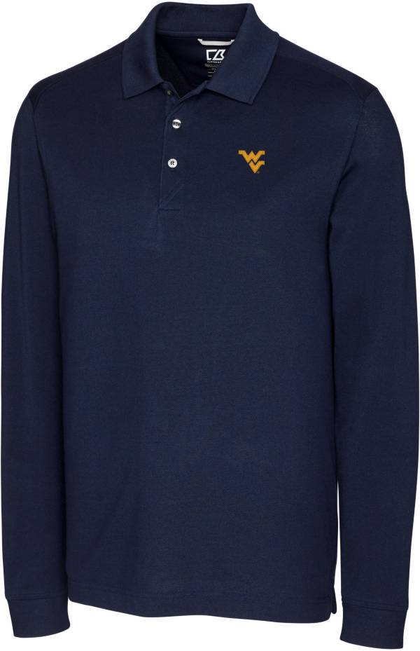 Cutter & Buck Men's West Virginia Mountaineers Blue Advantage Long Sleeve Polo product image