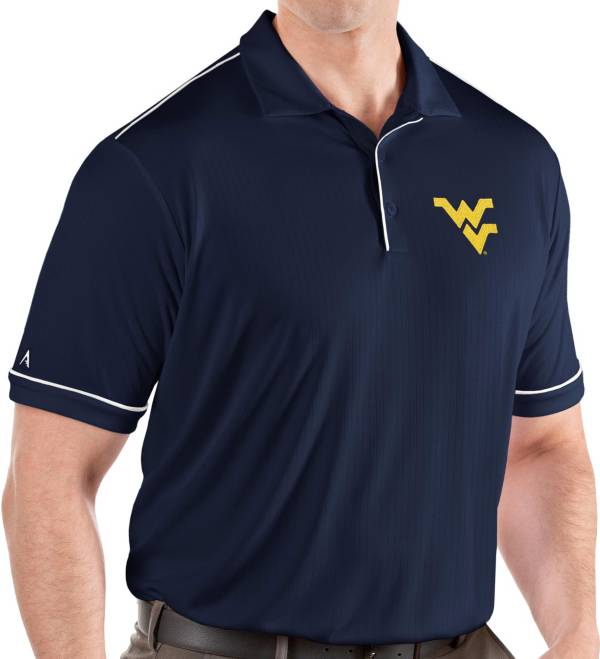 Antigua Men's West Virginia Mountaineers Blue Salute Performance Polo