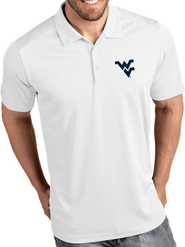 Antigua Men's West Virginia Mountaineers Tribute Performance White Polo