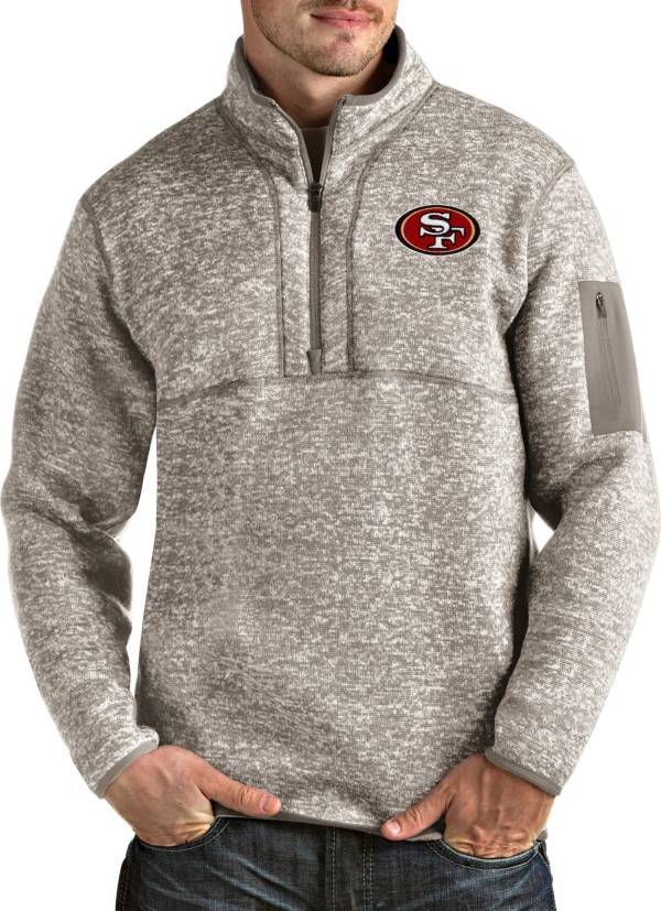 Antigua Men's San Francisco 49ers Fortune Quarter-Zip Oatmeal Pullover