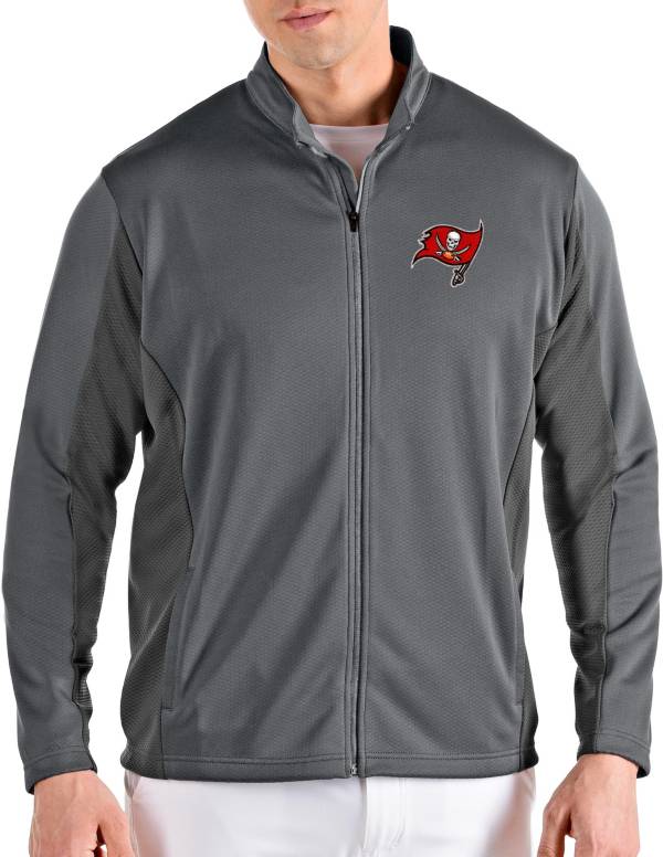 Antigua Men's Tampa Bay Buccaneers Passage Grey Full-Zip Jacket