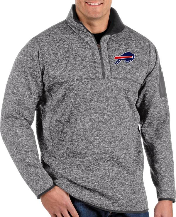 Antigua Men's Buffalo Bills Fortune Grey Quarter-Zip Pullover