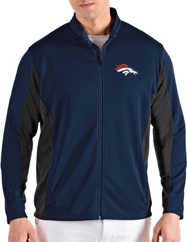 Antigua Men's Denver Broncos Passage Navy Full-Zip Jacket
