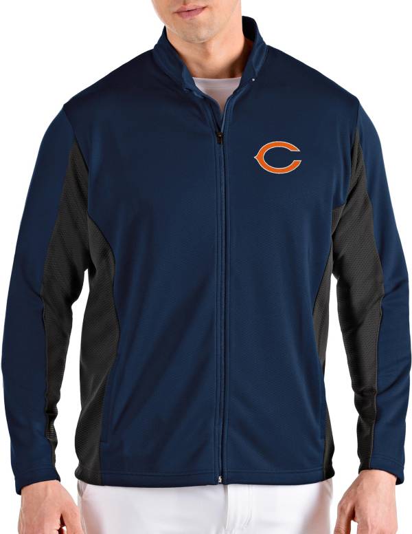 Antigua Men's Chicago Bears Passage Navy Full-Zip Jacket