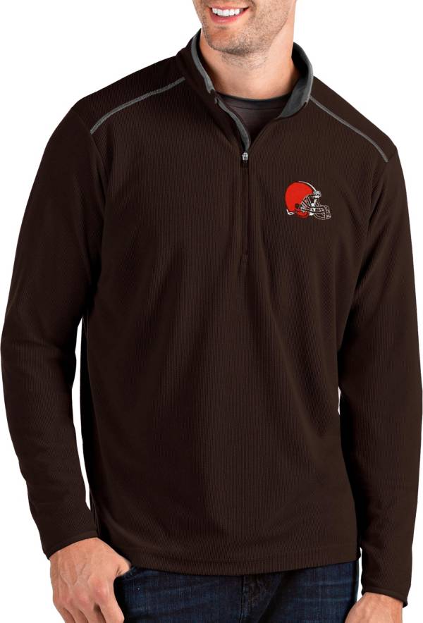 Antigua Men's Cleveland Browns Glacier Brown Quarter-Zip Pullover