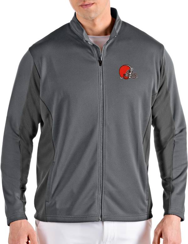 Antigua Men's Cleveland Browns Passage Grey Full-Zip Jacket
