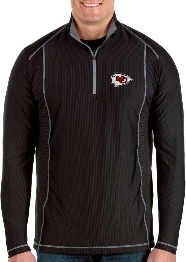 Antigua Men's Kansas City Chiefs Tempo Black Quarter-Zip Pullover