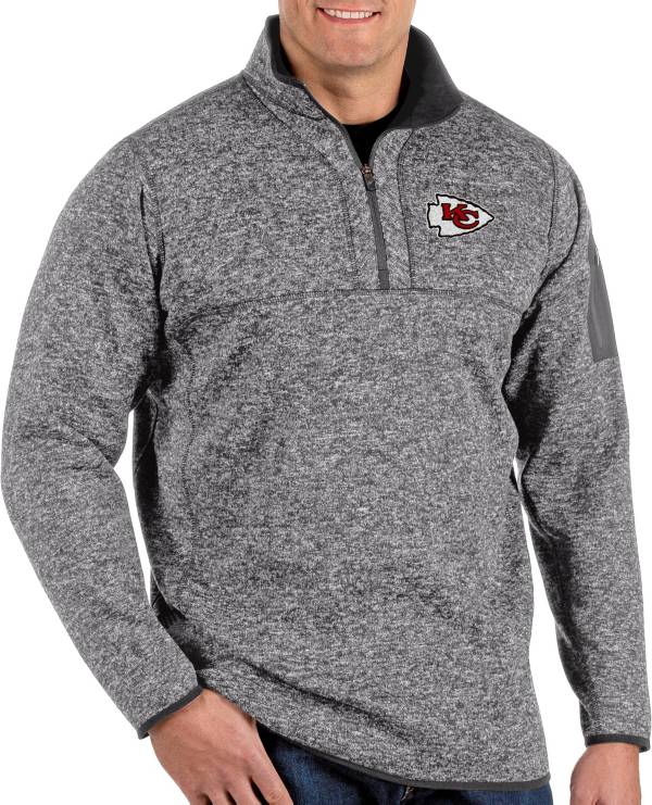 Antigua Men's Kansas City Chiefs Fortune Grey Quarter-Zip Pullover