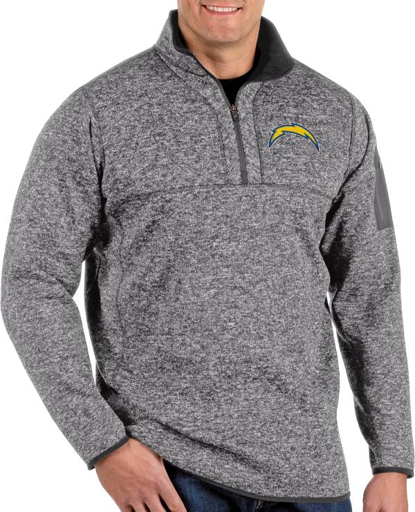 Antigua Men's Los Angeles Chargers Fortune Grey Quarter-Zip Pullover product image