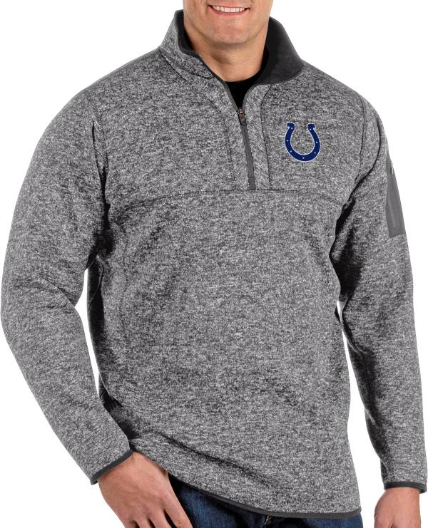 Antigua Men's Indianapolis Colts Fortune Grey Quarter-Zip Pullover