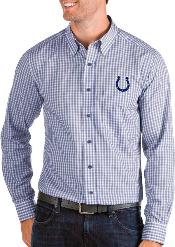 Antigua Men's Indianapolis Colts Structure Button Down Royal Dress Shirt