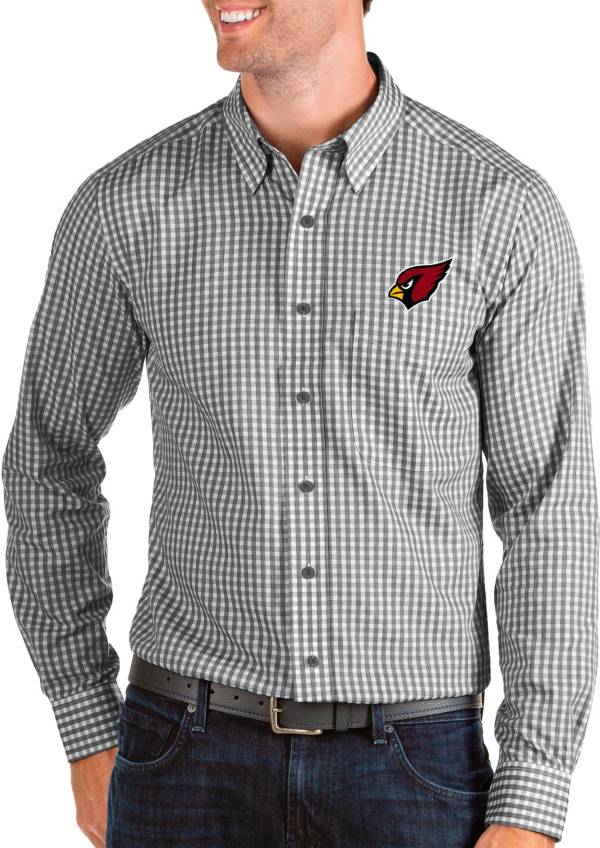 Antigua Men's Arizona Cardinals Structure Button Down Black Dress Shirt