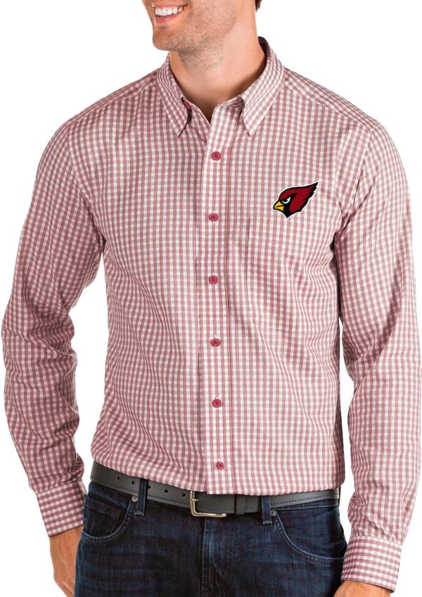 Antigua Men's Arizona Cardinals Structure Button Down Red Dress Shirt