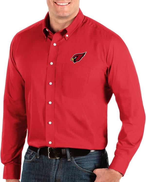 Antigua Men's Arizona Cardinals Dynasty Button Down Red Dress Shirt