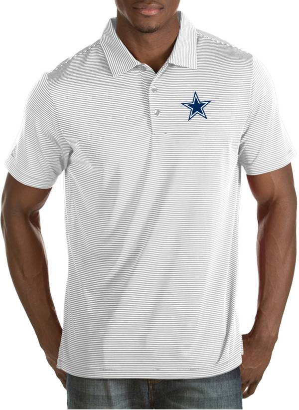 Antigua Men's Dallas Cowboys Quest White Polo