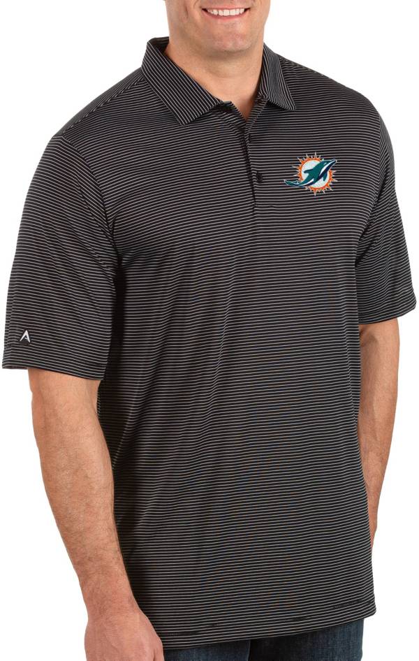 Antigua Men's Miami Dolphins Quest Black Polo