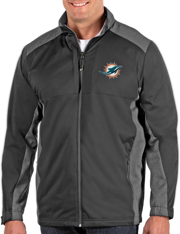 Antigua Men's Miami Dolphins Revolve Charcoal Full-Zip Jacket