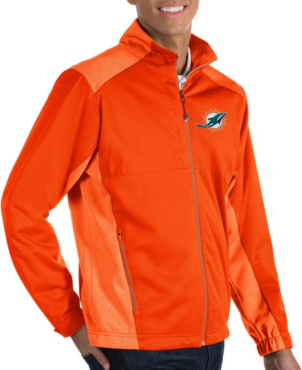 Antigua Men's Miami Dolphins Revolve Orange Full-Zip Jacket