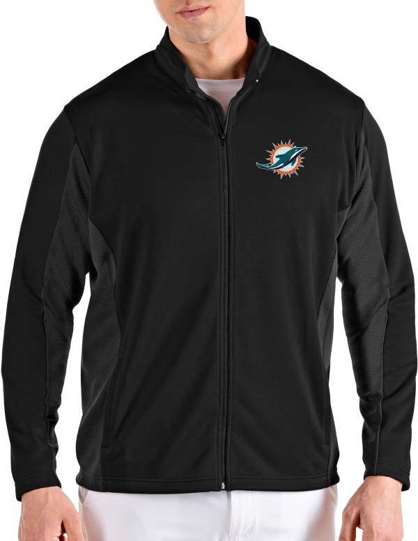 Antigua Men's Miami Dolphins Passage Black Full-Zip Jacket