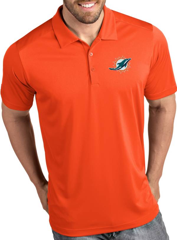 Antigua Men's Miami Dolphins Tribute Orange Polo