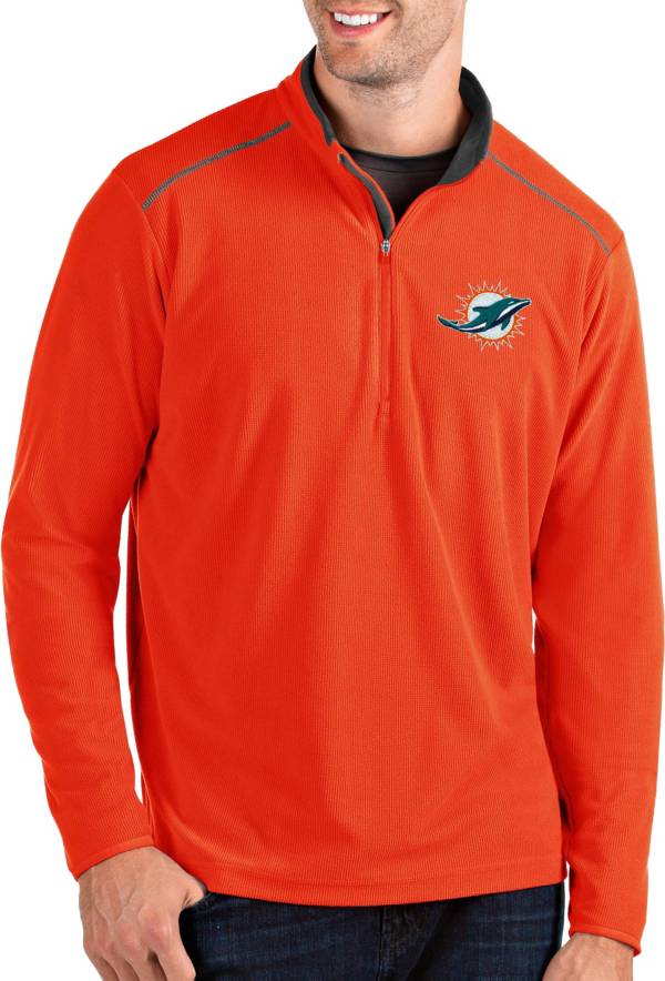 Antigua Men's Miami Dolphins Glacier Orange Quarter-Zip Pullover