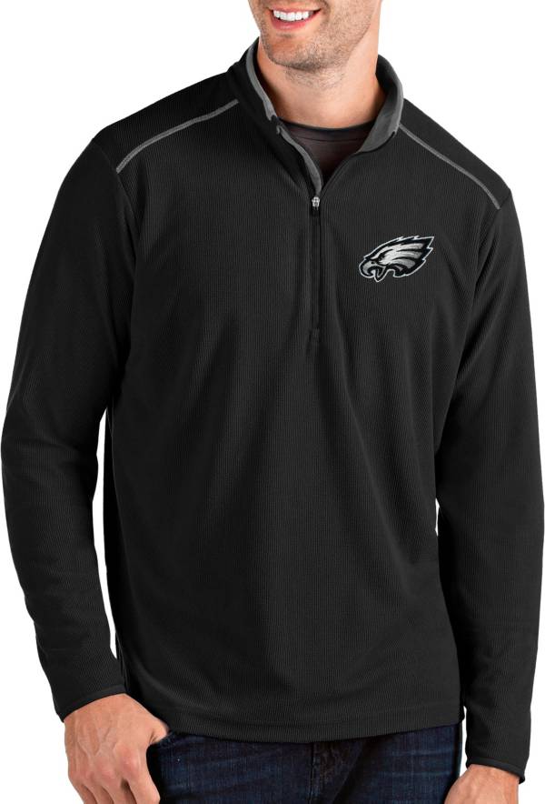 Antigua Men's Philadelphia Eagles Glacier Black Quarter-Zip Pullover