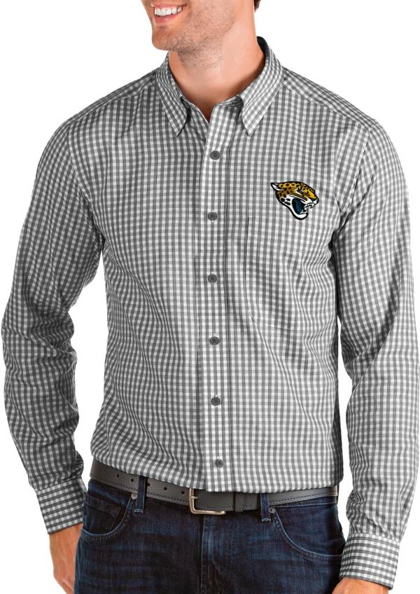 Antigua Men's Jacksonville Jaguars Structure Button Down Black Dress Shirt