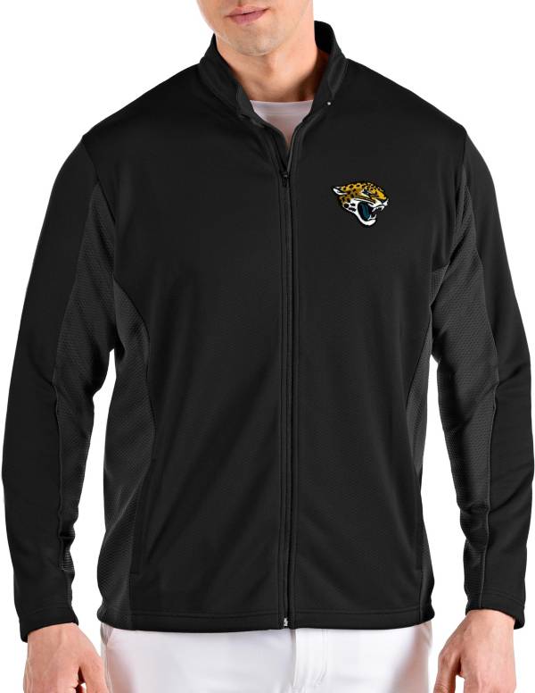 Antigua Men's Jacksonville Jaguars Passage Black Full-Zip Jacket