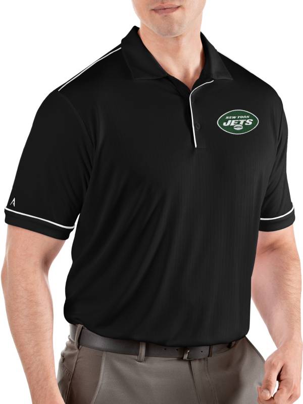 Antigua Men's New York Jets Salute Black Polo