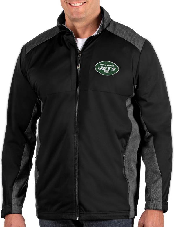 Antigua Men's New York Jets Revolve Black Full-Zip Jacket