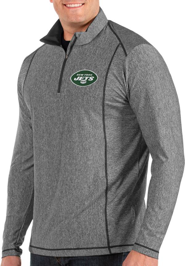 Antigua Men's New York Jets Tempo Grey Quarter-Zip Pullover