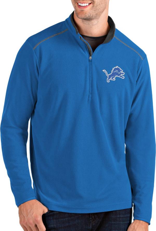 Antigua Men's Detroit Lions Glacier Blue Quarter-Zip Pullover