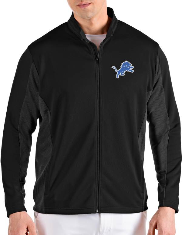 Antigua Men's Detroit Lions Passage Black Full-Zip Jacket