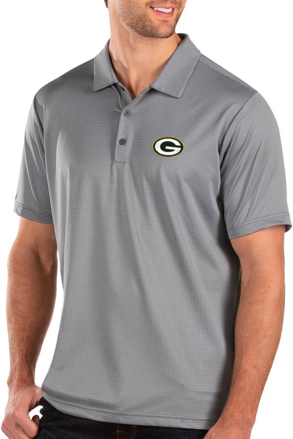 Antigua Men's Green Bay Packers Balance Grey Polo product image