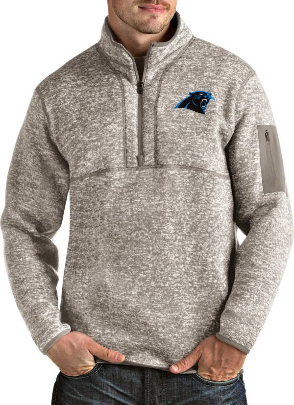 Antigua Men's Carolina Panthers Fortune Quarter-Zip Oatmeal Pullover