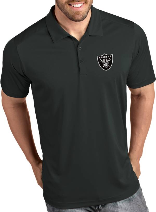 Antigua Men's Las Vegas Raiders Tribute Grey Polo