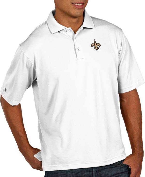Antigua Men's New Orleans Saints Pique Xtra-Lite Performance White Polo